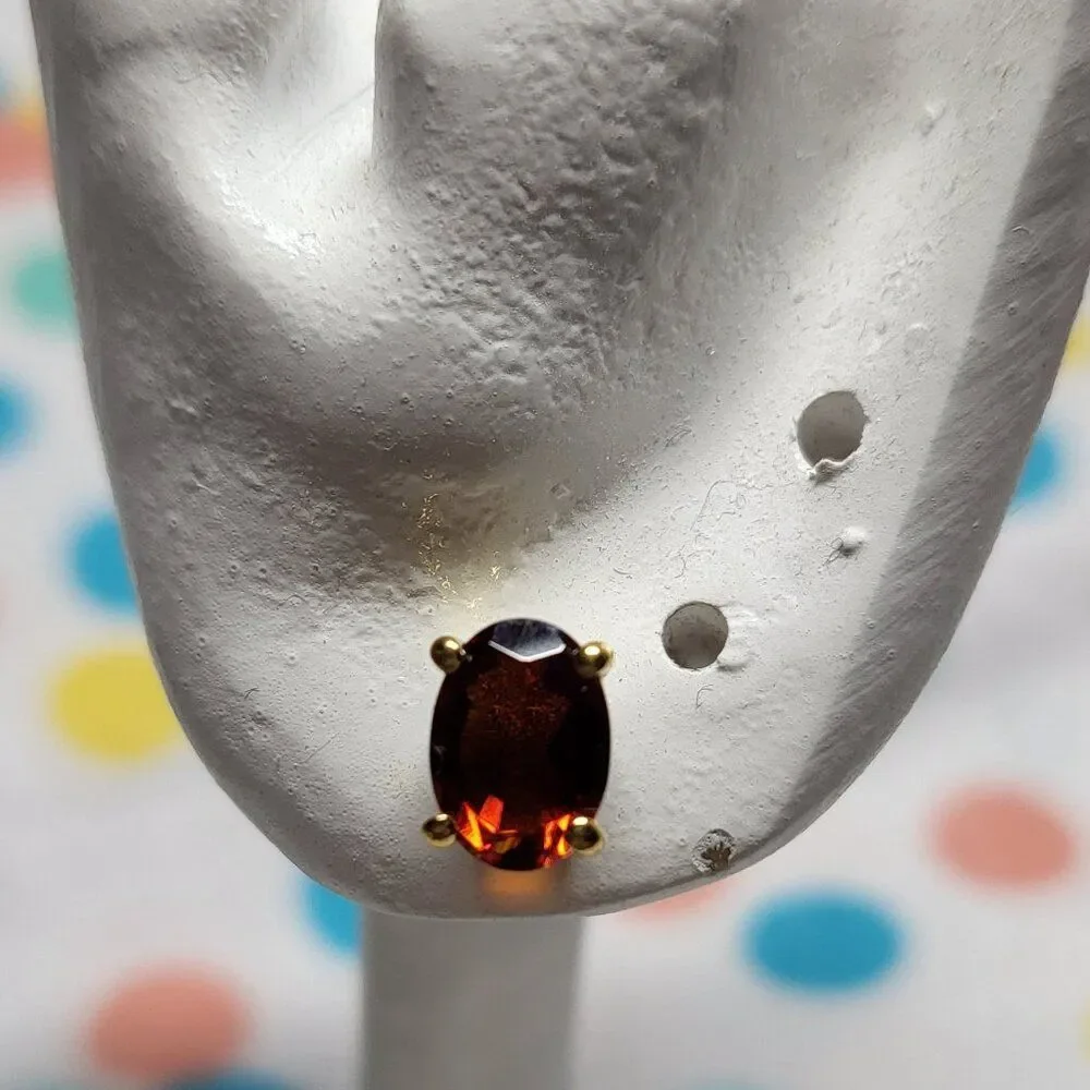 Red Citrine 18K Vermeil YG/ Sterling Silver Stud Earrings